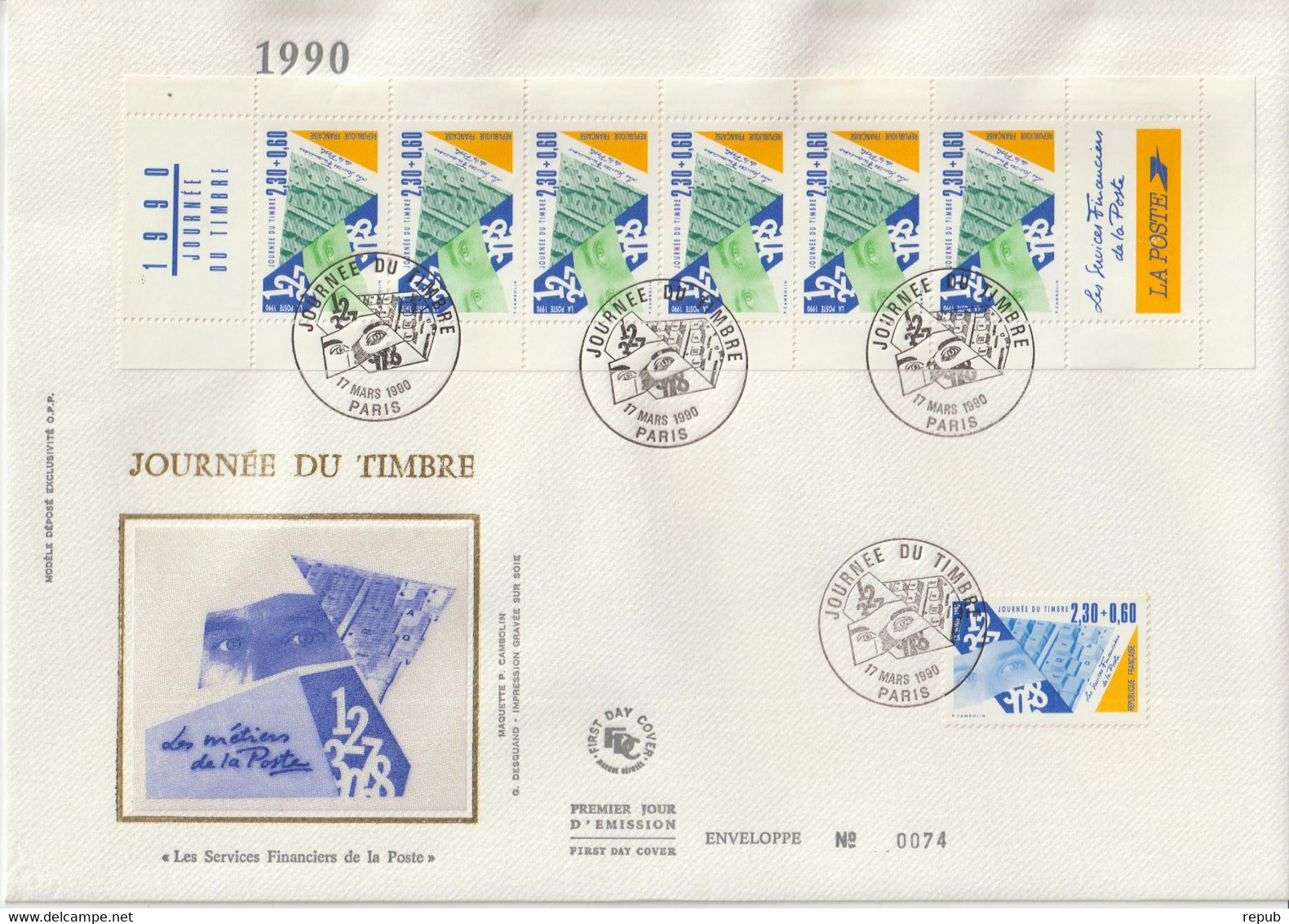 France FDC Grand Format 1990 Journée Du Timbre 2639 Et BC2640A - 1990-1999