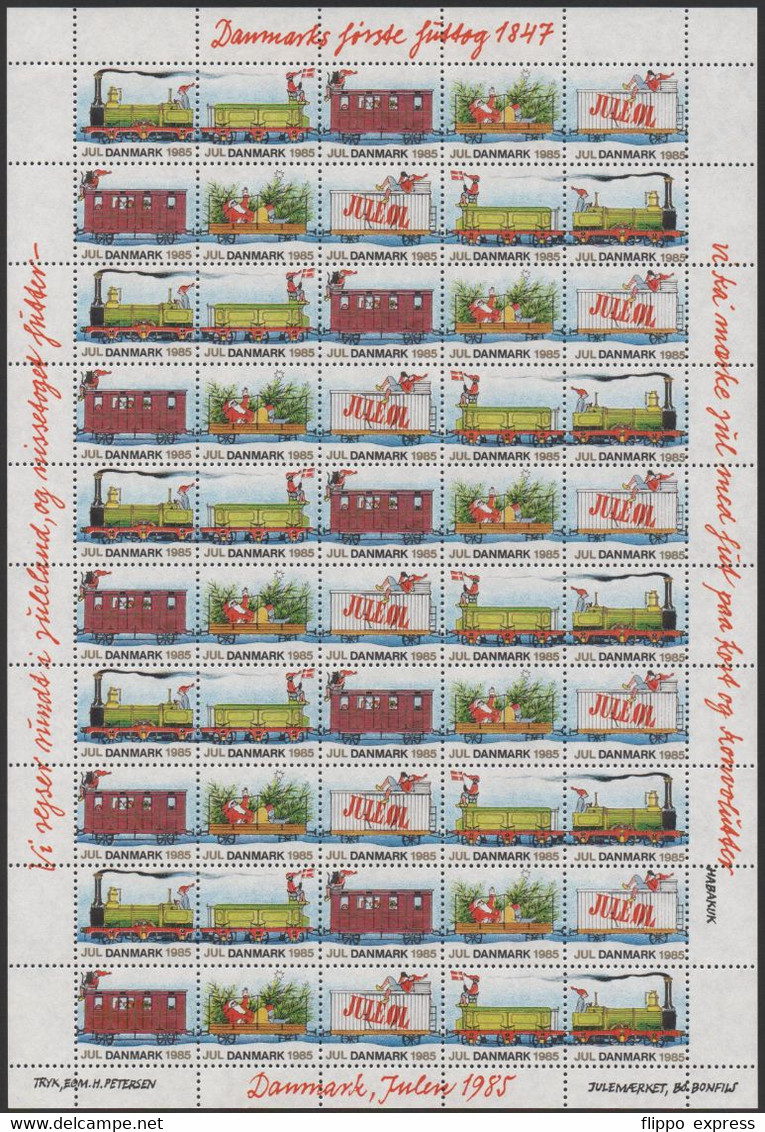 Denmark, 1985 Julemaerke, Mint Sheet Of 50 Stamps, Unfolded. - Ganze Bögen