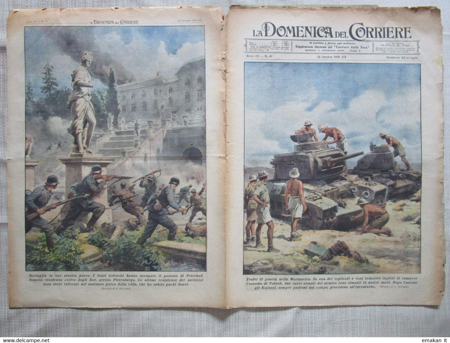 # DOMENICA DEL CORRIERE N 41 / 1941 TOBRUK / CARABINIERI / FRONTE RUSSO / GALILEO GALILEI - Premières éditions