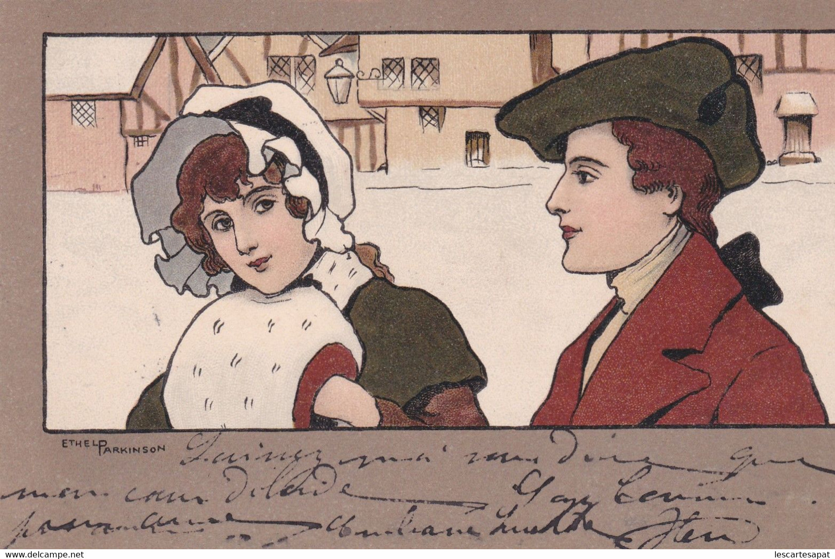 CPA 1904 -ILLUSTRATEUR E. PARKINSON M.M. VIENNE N°191 NEIGE- NOËL- COUPLE - Parkinson, Ethel