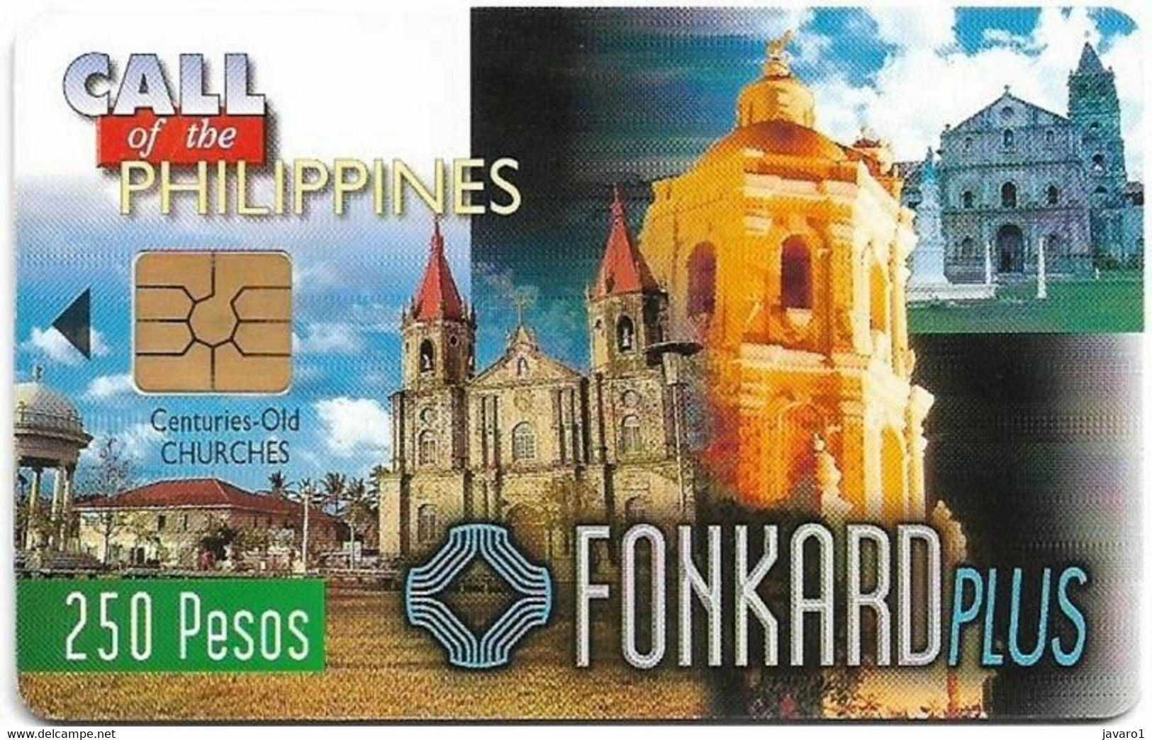 PHILIPPINES : TC09 250p Centuries Old Churches 09/30/99 USED (gem Chip) - Filippine