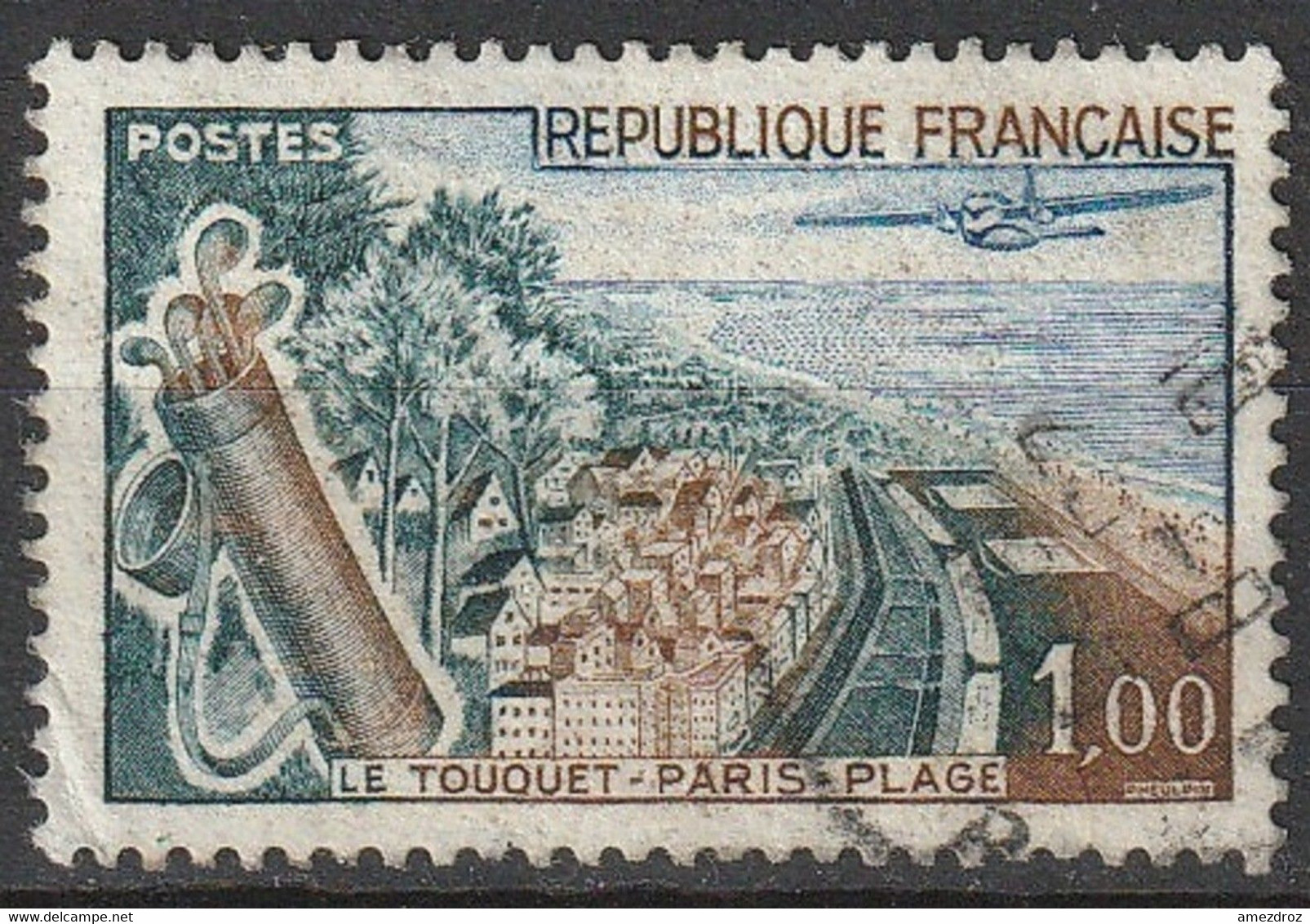 France 1962 N° 1355b Le Touquet Paris Plage, Plage Verte (G10) - Oblitérés