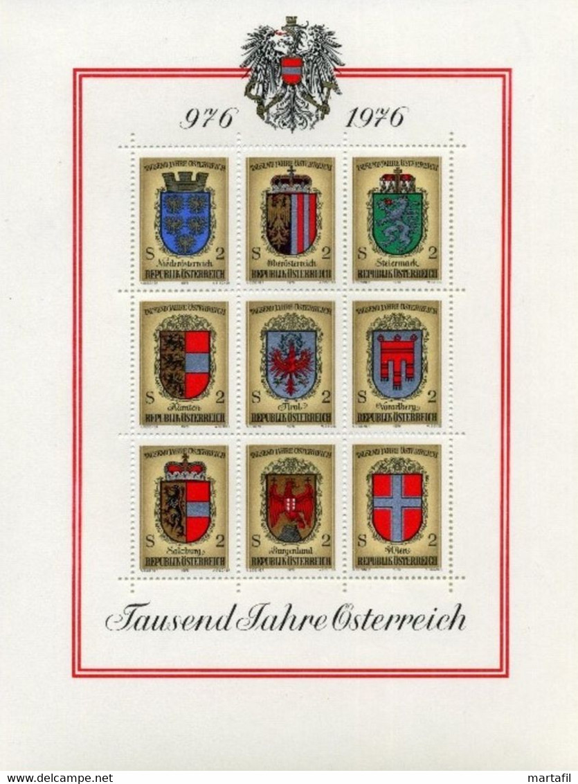 1976 AUSTRIA BF 9 MNH ** Stemmi - Blocks & Sheetlets & Panes