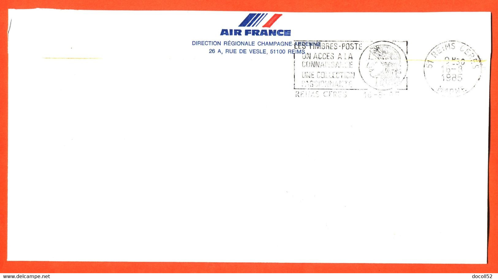 Enveloppe Avion Concorde Air France Lettre Envoyée De Reims Le 16/08/1985 Pour Chaumont - 1961-....