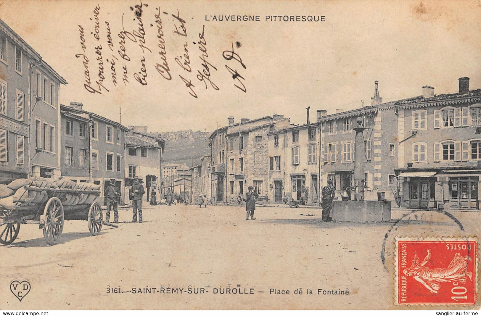 CPA 63 SAINT REMY SUR DUROLLE LA PLACE DE LA FONTAINE - Andere & Zonder Classificatie