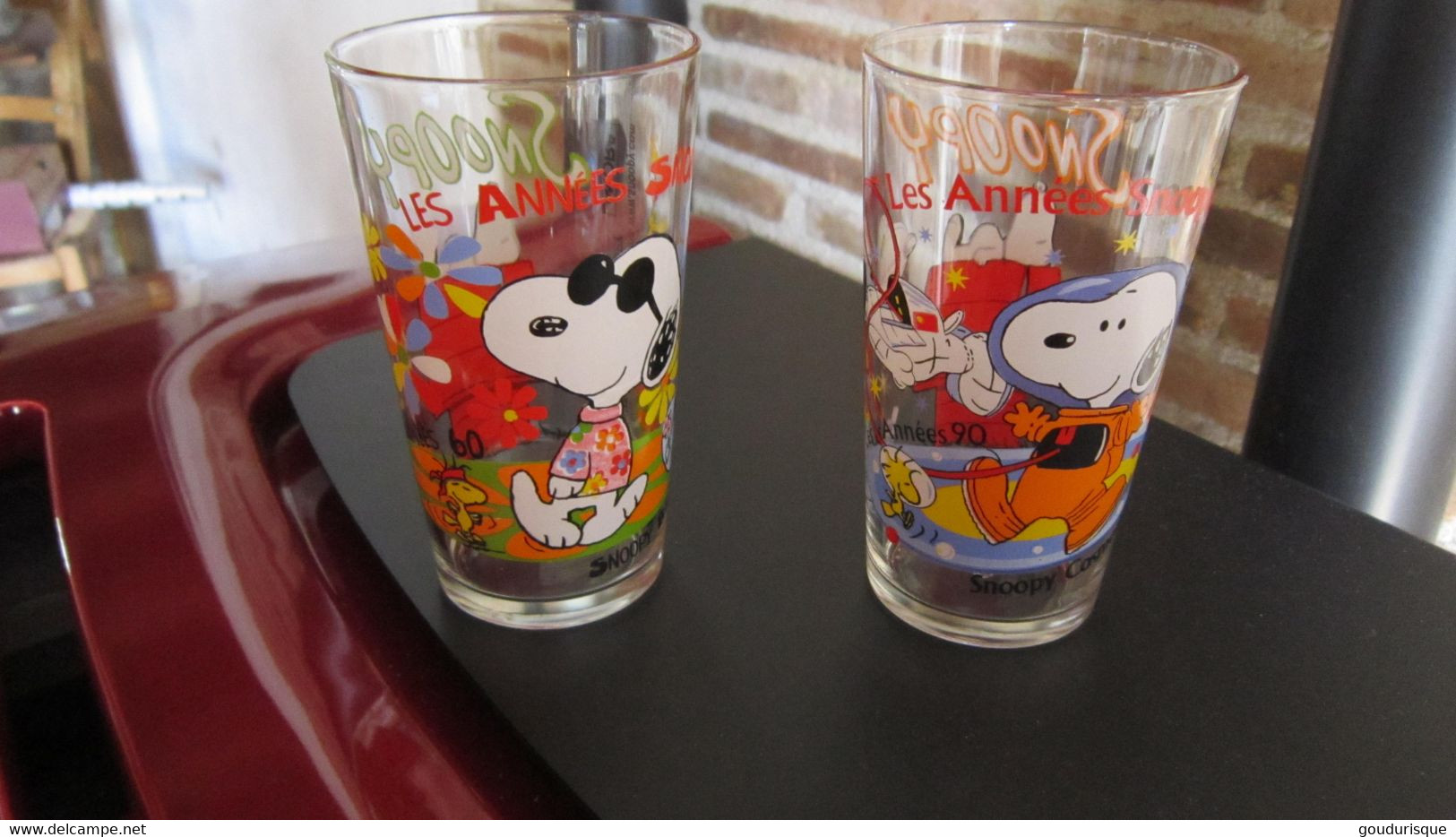 LOT DE 2 VERRES SNOOPY COSMONAUTE ET LES ANNEES SOIXANTES VERRE LONG DRINK - Peanuts