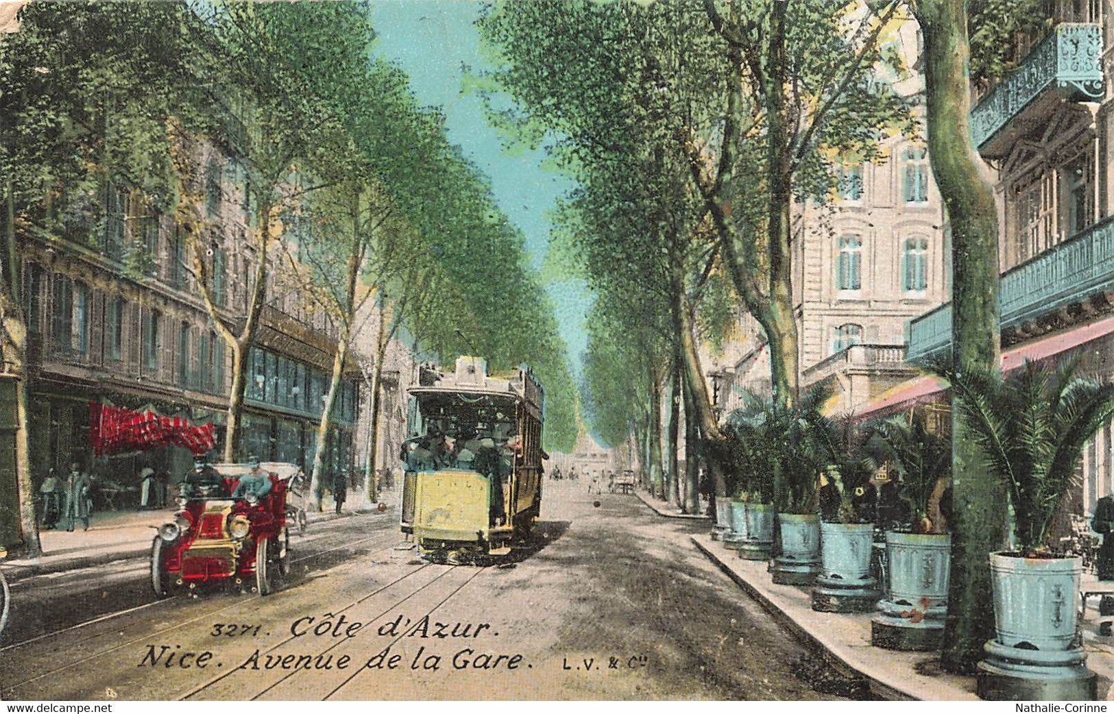 Nice, Avenue De La Gare - Côte D'Azur - Old Car, Tramway, Tram - 1910 - Tráfico Rodado - Auto, Bus, Tranvía