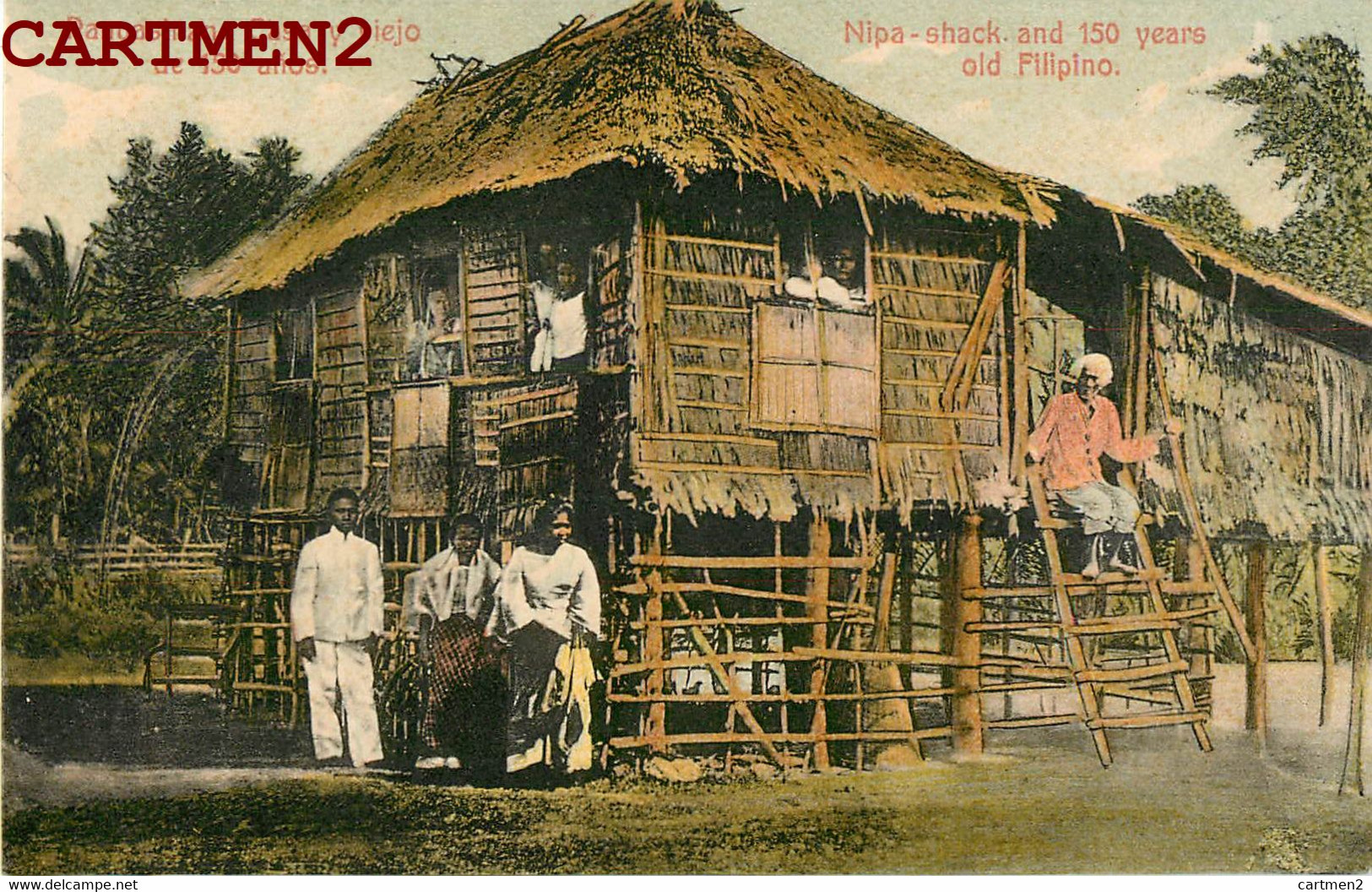 PANGASINAN CASA Y VIEJO NIPA-SHACK PHILIPPINES PILIPINAS FILIPINAS MANILLA MANILLE FILIPINO MANILA LIBRERIA DE COLON - Philippines