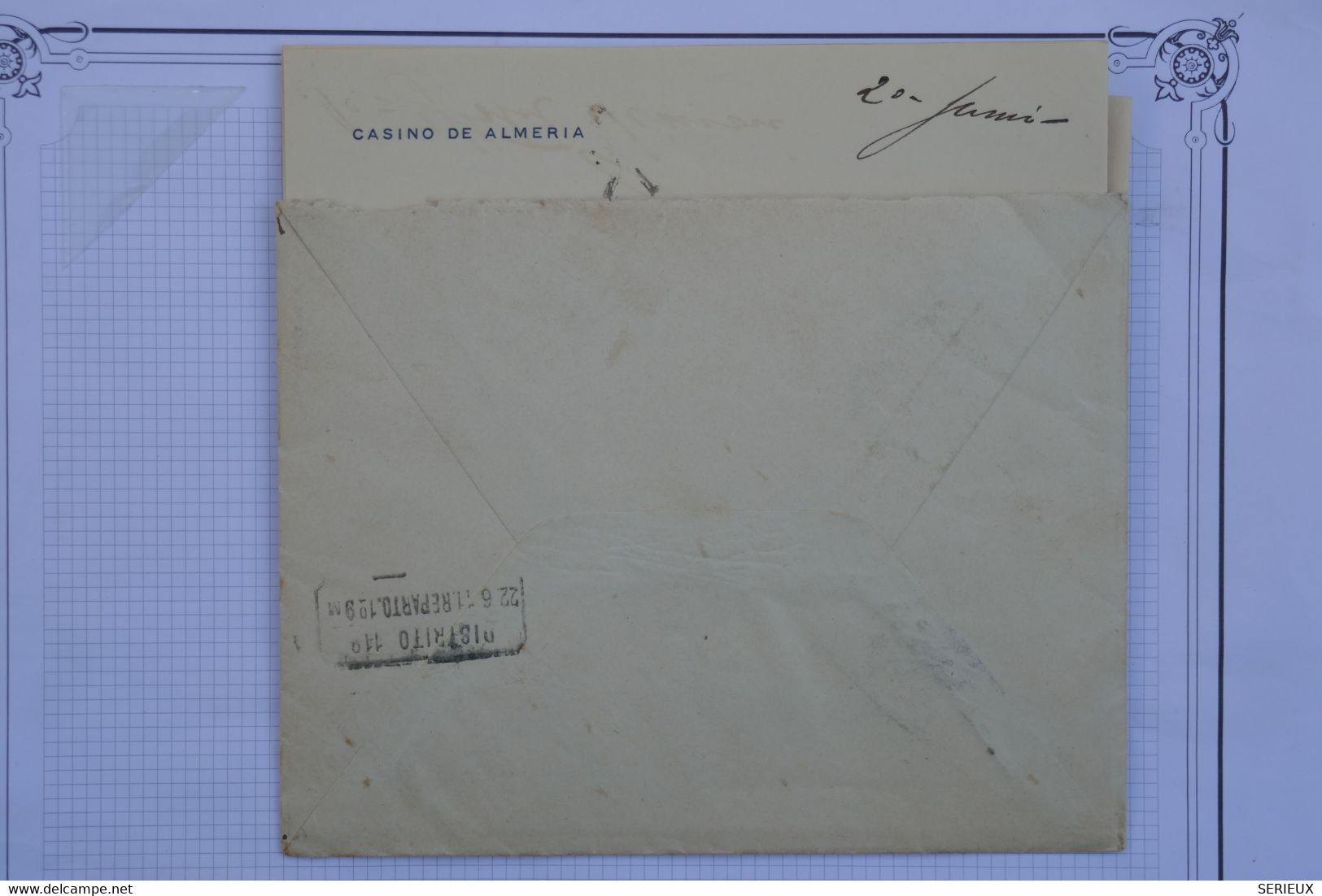 A94 ESPAGNE  BELLE LETTRE   CASINO  ALMERIA 1911 POUR MADRID  +A VOIR +AFFRANCH. INTERESSANT - Cartas & Documentos