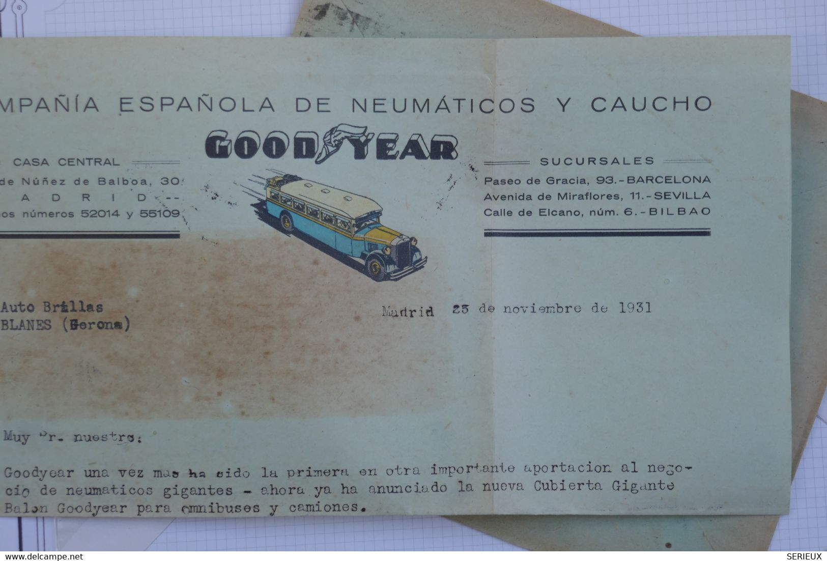 A94 ESPAGNE  BELLE LETTRE  FENETRE 1931 MADRID   POUR BLANES  FRANCE  +A VOIR +AFFRANCH. INTERESSANT - Storia Postale