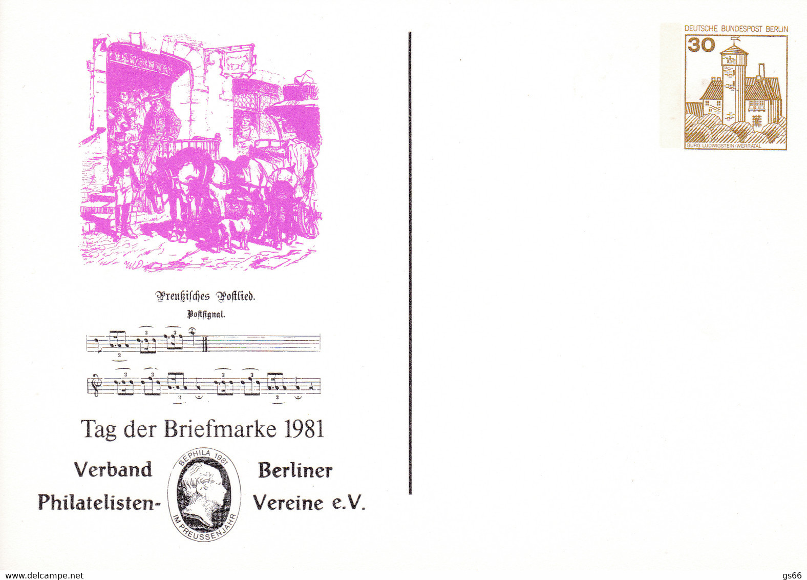 Berlin, PP 078 C2/004a, BuSchl 30,  Tag Der Briefmarke - Cartoline Private - Nuovi