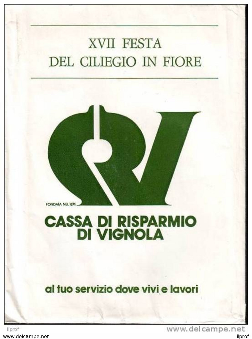 Busta Cassa Risp. Vignola, Tramway A Vapore 1885 Bologna-Bazzano-Vignola+  XVII Festa Ciliegio In Fiore  + - Matériel Et Accessoires