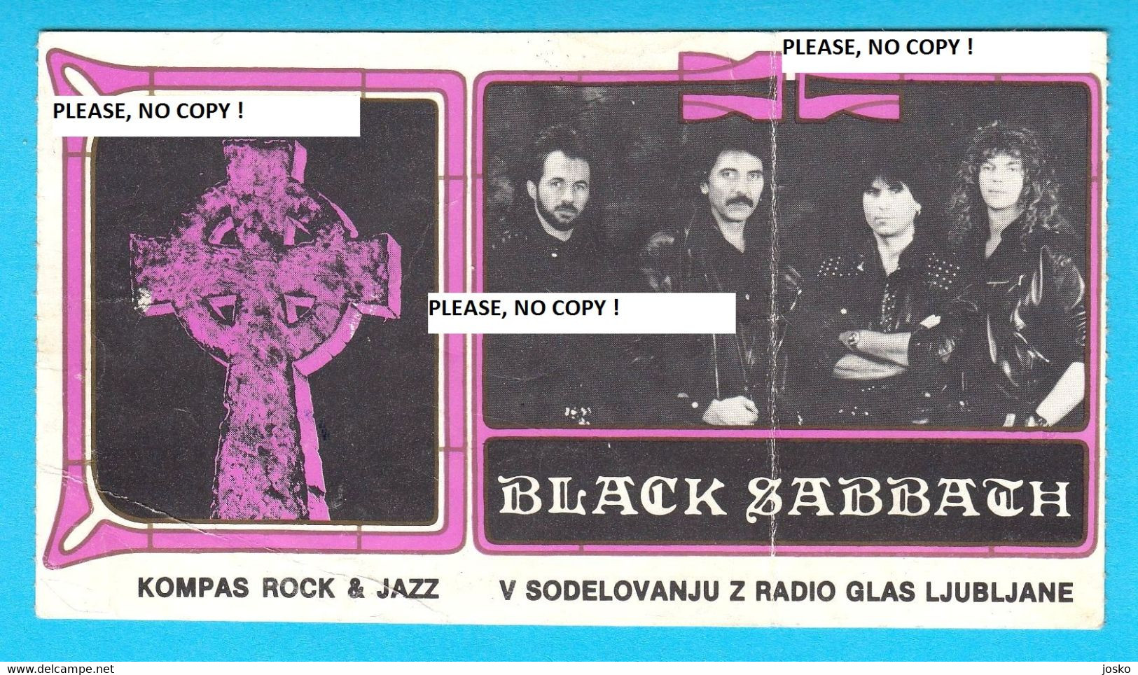 BLACK SABBATH - Yugoslav Concert (1989) In Tivoli Hall Original Vintage Ticket * Heavy Metal Musique England Birmingham - Konzertkarten