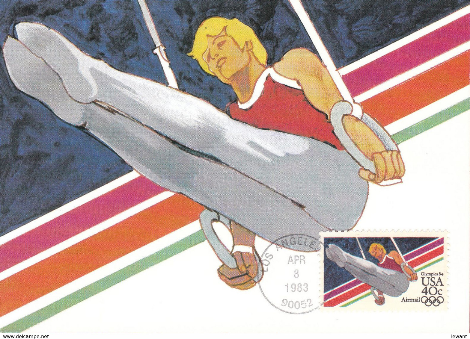 USA, Maximum Card 1983 - Mens Gymnastic - 1984 Summer Olympics - JAGR - Maximumkaarten