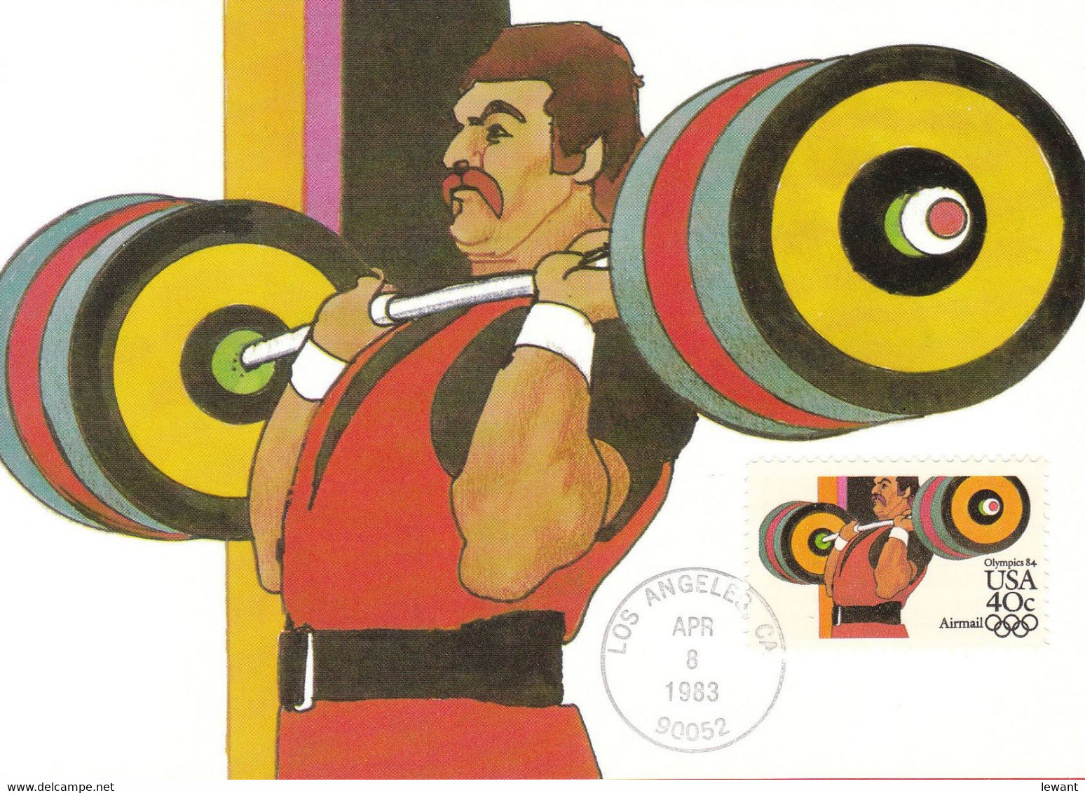 USA, Maximum Card 1983 - Weight-lifting - 1984 Summer Olympics - JAGR - Cartes-Maximum (CM)