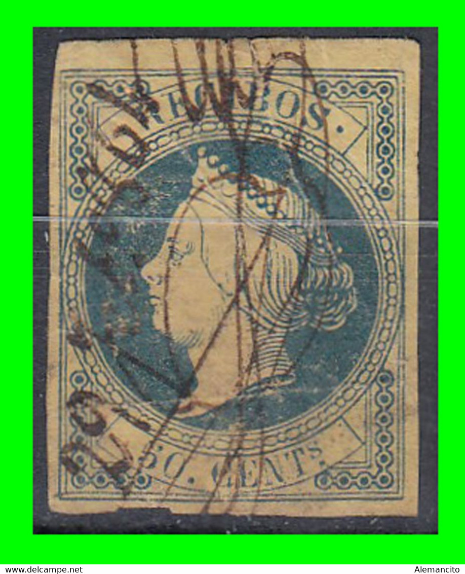 ESPAÑA ( EUROPA ) ISABEL II – AÑO 1864 SELLO FISCAL DE RECIBOS 50 Cts. SIN DENTAR - Postage-Revenue Stamps