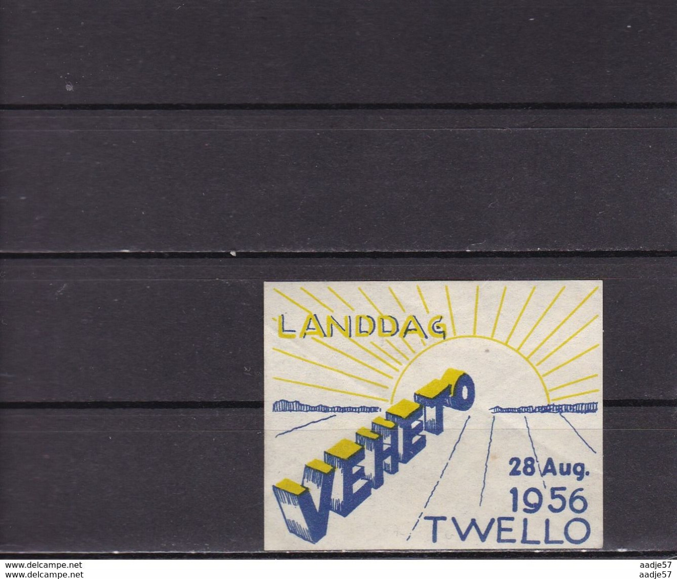 NEDERLAND Cinderella 1956 Landdag WEHETO Twello - Other & Unclassified