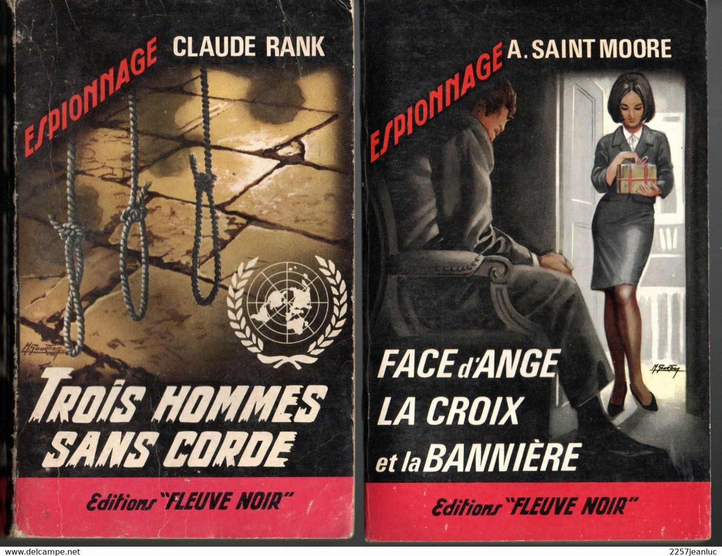 2 Romans Espionnage - Editions Fleuve Noir  N: 486 Face D'Ange ...  Et N: 491 Trois Hommes Sans Corde De 1965 - Fleuve Noir