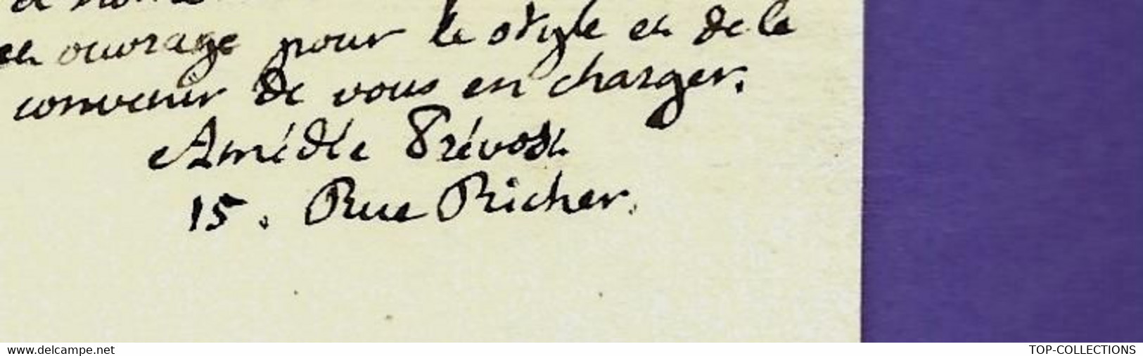 1831 LETTRE De Paris Amédée Prévot Pour Wurtz Libraire à Paris 17 Rue De Lille  VOIR TEXTE ET HISTORIQUE - Manuscripten