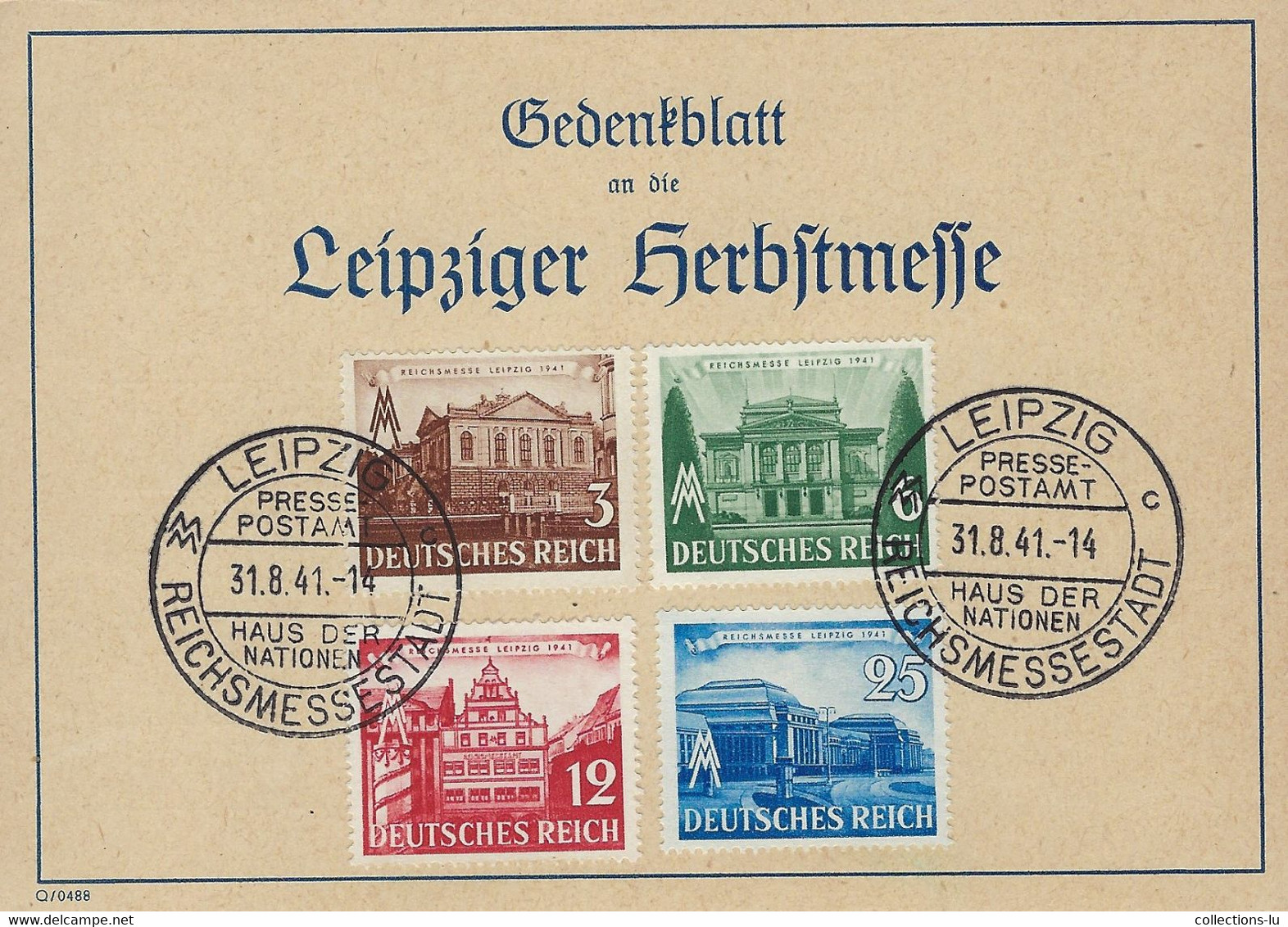 Europa - Allemange - Empire - Deutschland III REICH  -  POSTKARTE  1941  Gedenkblatt An Die Leipziger Herbstmesse - Briefe U. Dokumente