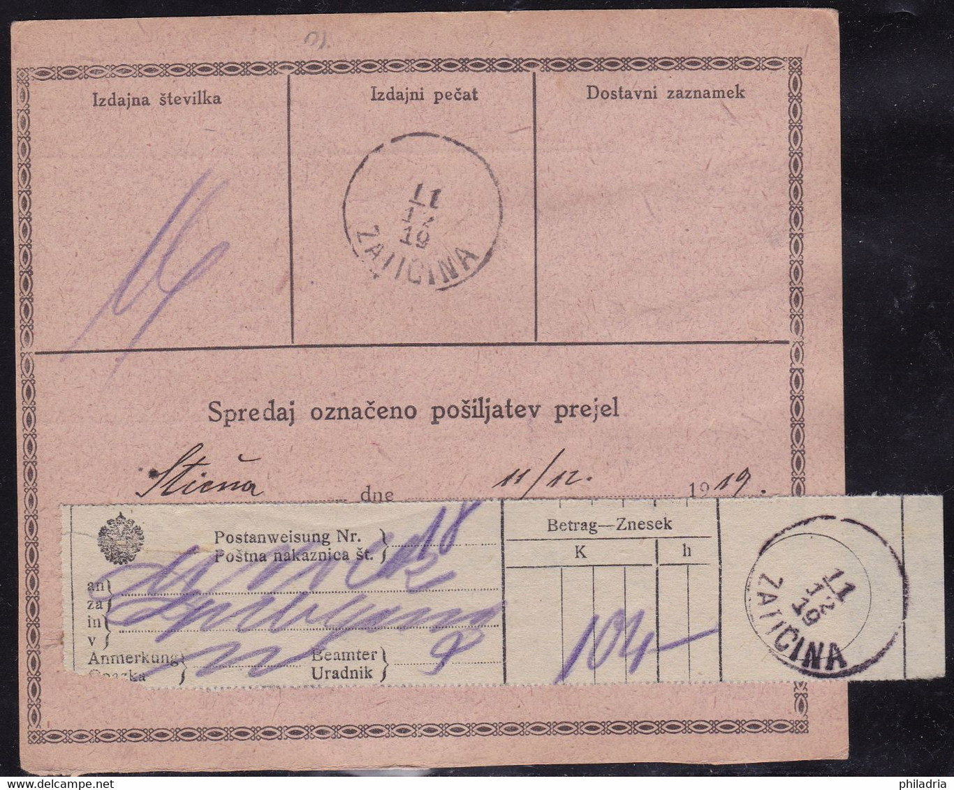 Slovenia, Chainbreakers, 1919, Parcel Card, Ljubljana 1 - Storia Postale