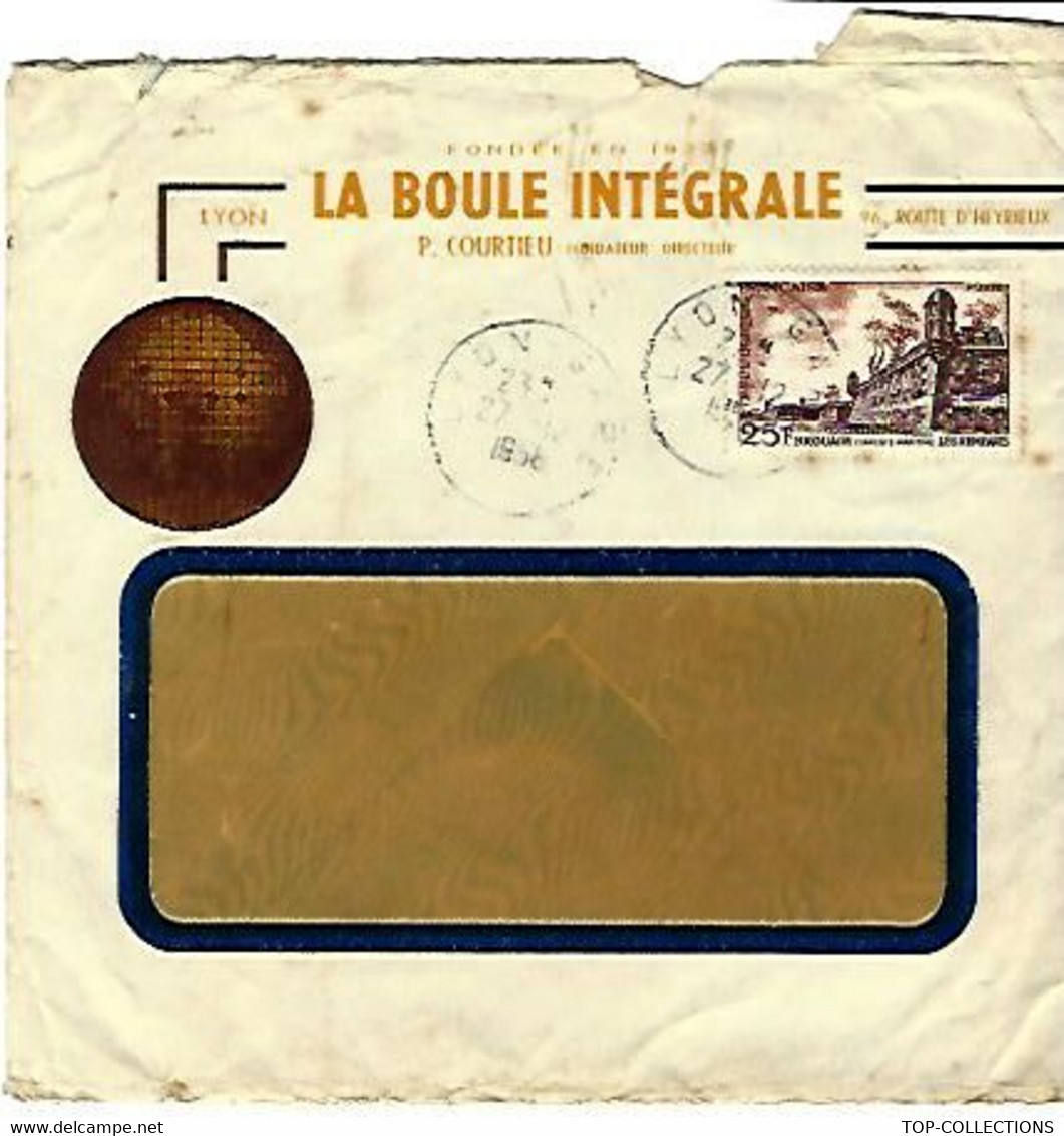 ENVELOPPE 1956  LA BOULE INTEGRALE  LYON  JEUX BOULE DE PETANQUE  T.B.E.V.SCANS+ HISTORIQUE - 1950 - ...