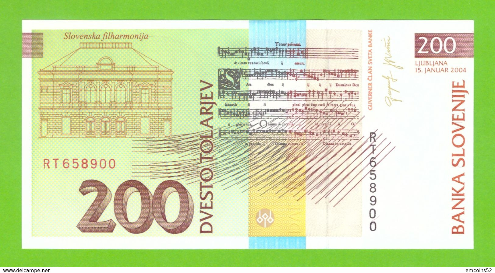 SLOVENIA 200 TOLARJEV 2004  P-15d  UNC - Slovénie