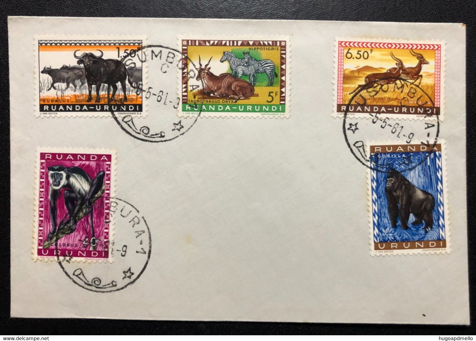 RUANDA-URUNDI, Uncirculated FDC « FAUNA », « Zebra », « Oryx », « Gorilla », « Buffalo », 1961 - Usados