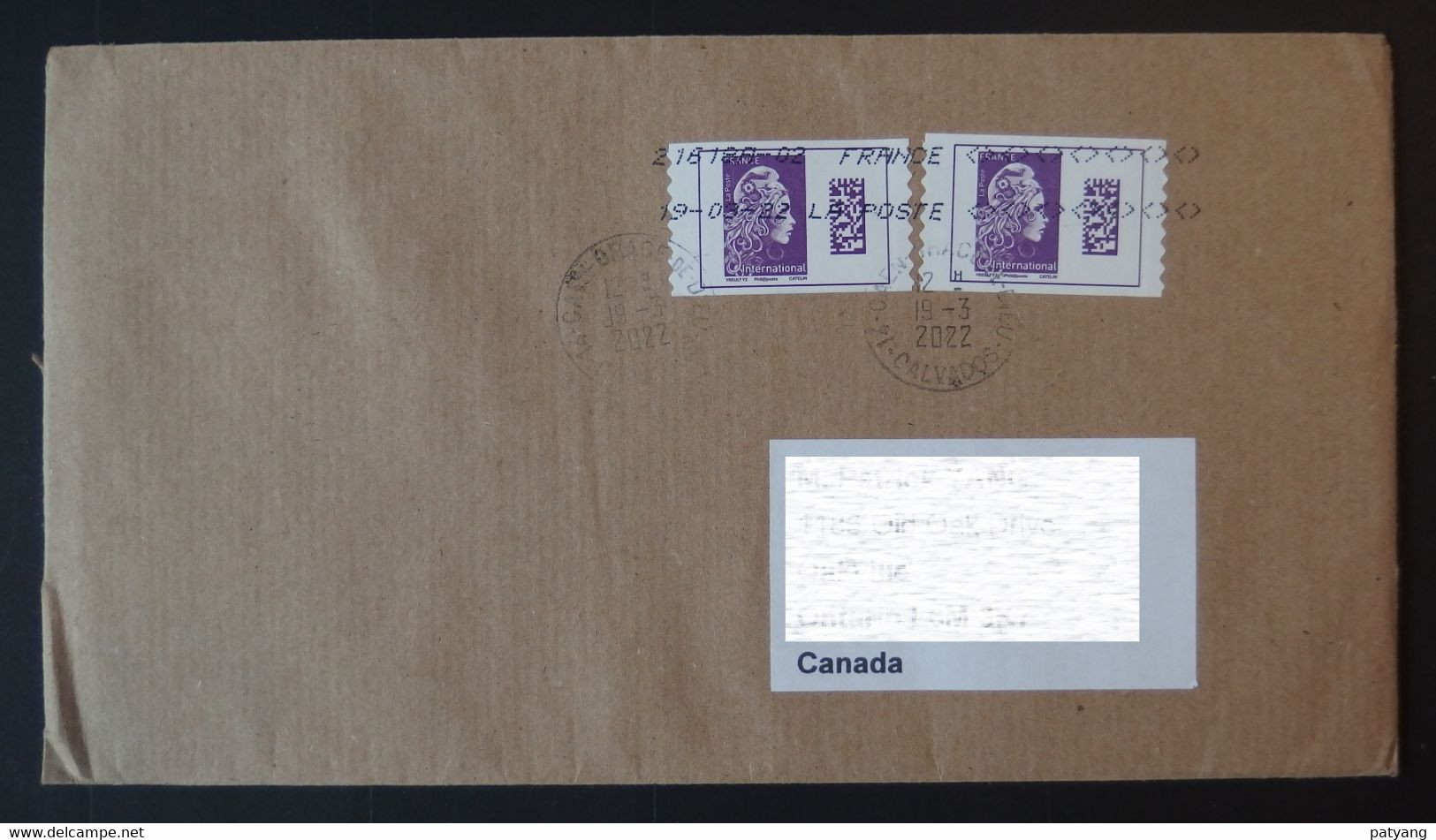 2022 France To Canada Cover - Lettres & Documents
