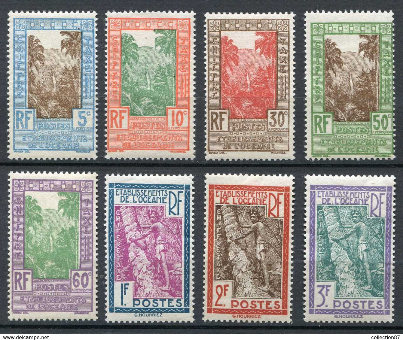 OCEANIE > TAXE N° 10 à 17 ⭐ 8 Valeurs Neuf Charnière Série Complète ⭐ Cote 20.00 € - Timbres-taxe