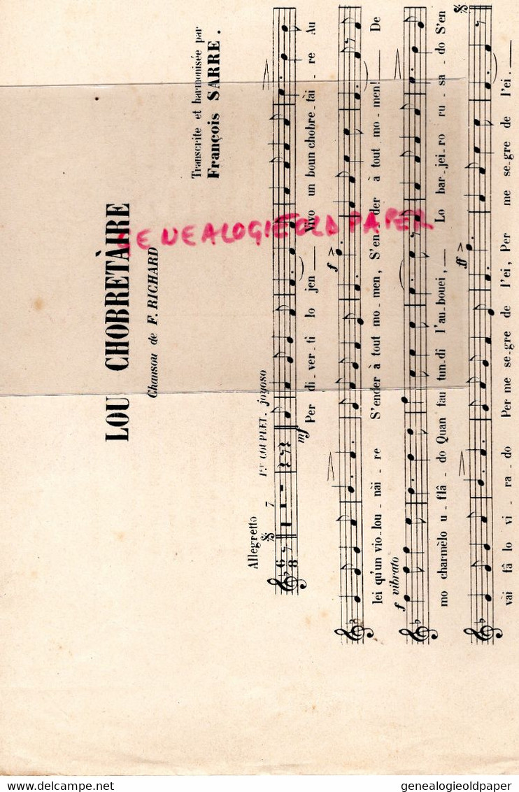 87- LIMOGES-RARE PARTITION MUSIQUE LA LIMOUSINA-LOU CHOBRETAIRE-CHABRETTE-F. LAGUENY-VIELLE-FRANCOIS SARRE -F. RICHARD - Partitions Musicales Anciennes