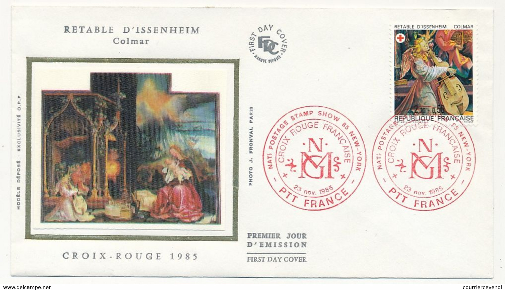 FRANCE - 2 Env FDC Soie - Croix Rouge Française - Retable D'Issenheim COLMAR Et PTT.France New York 23 Nov 1985 - 1980-1989