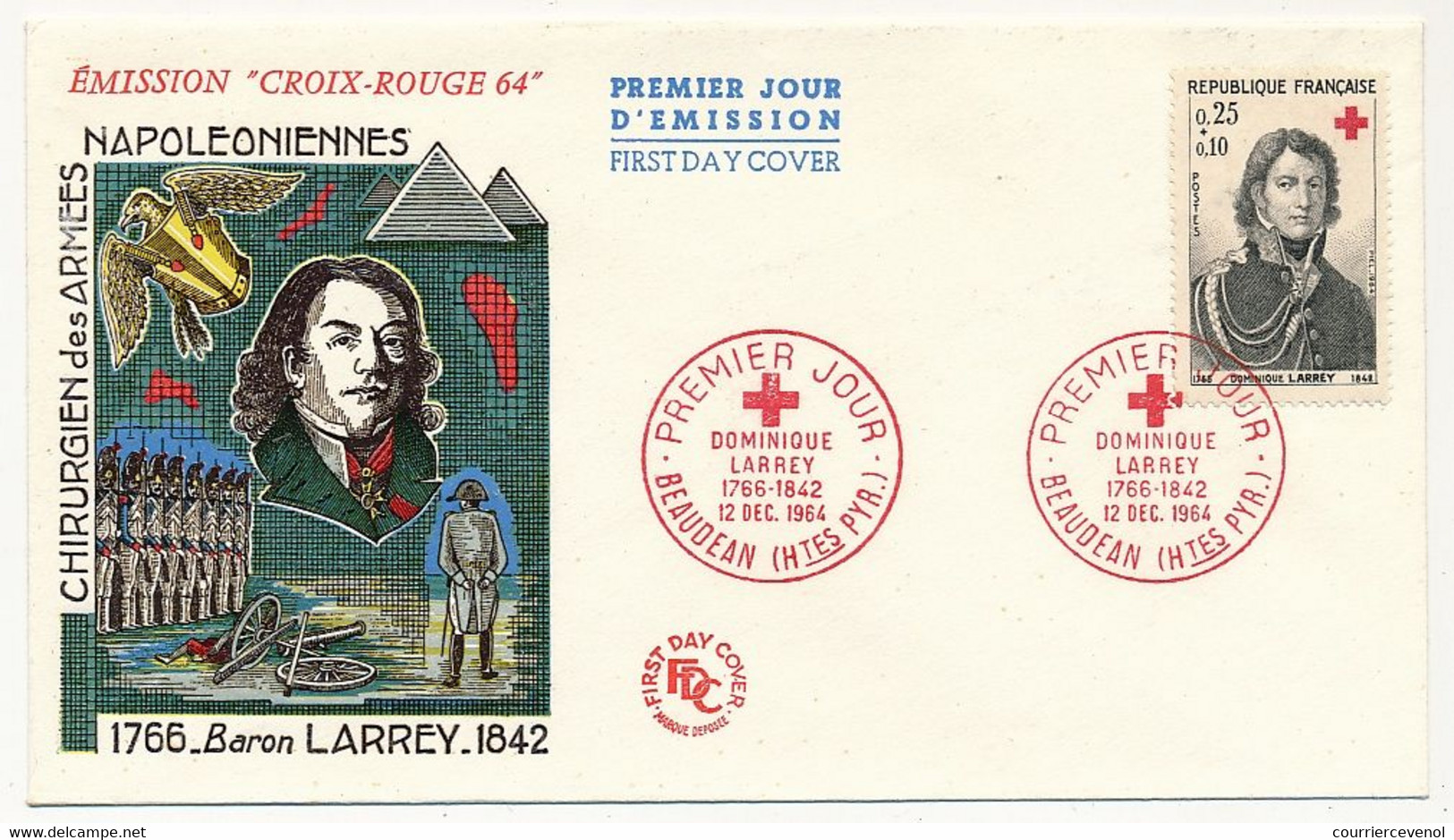 FRANCE - 2 Env FDC - Croix Rouge Française 1964 - Corvisart / Larrey - 12 Déc 1964 - 1960-1969