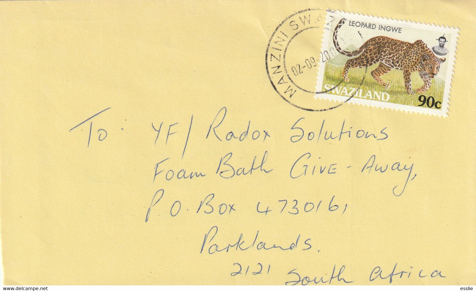 Swaziland Cover - 2000 - Einheimische Grosstiere Big Cats Of Prey Leopard - Swaziland (1968-...)