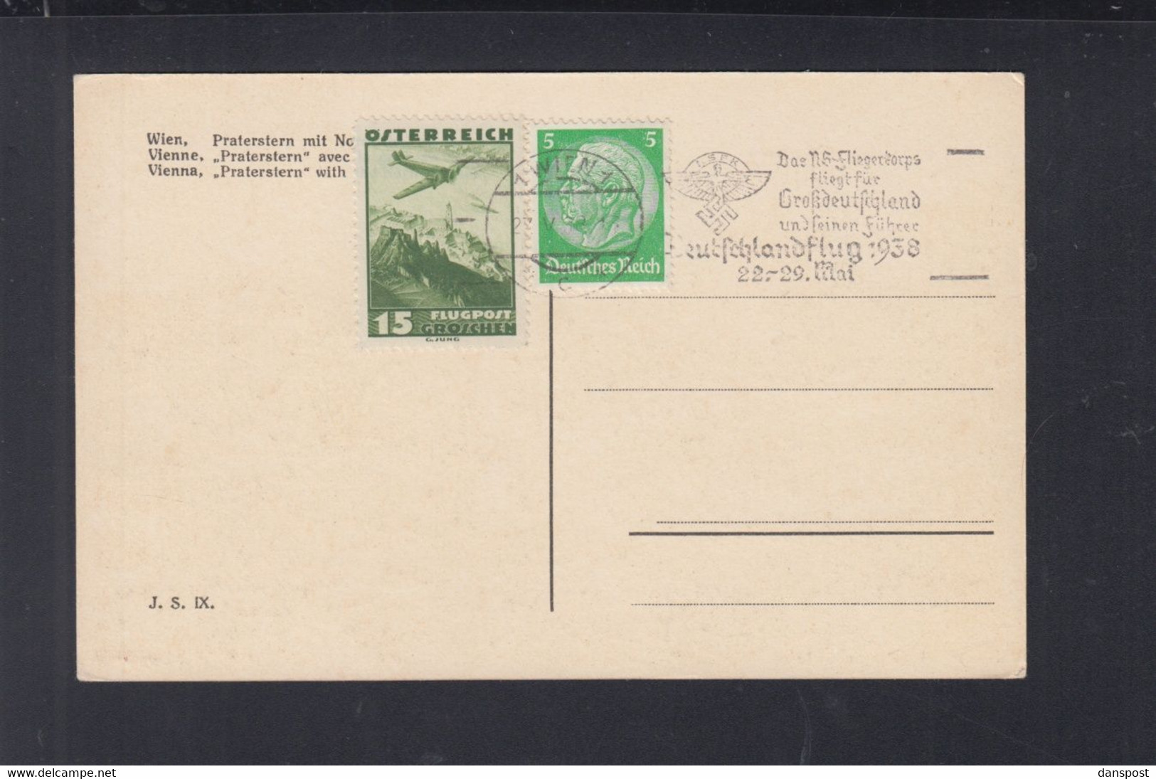 Österreich AK Wien Maschinenstempel Deutschlandflug 1938 - Briefe U. Dokumente