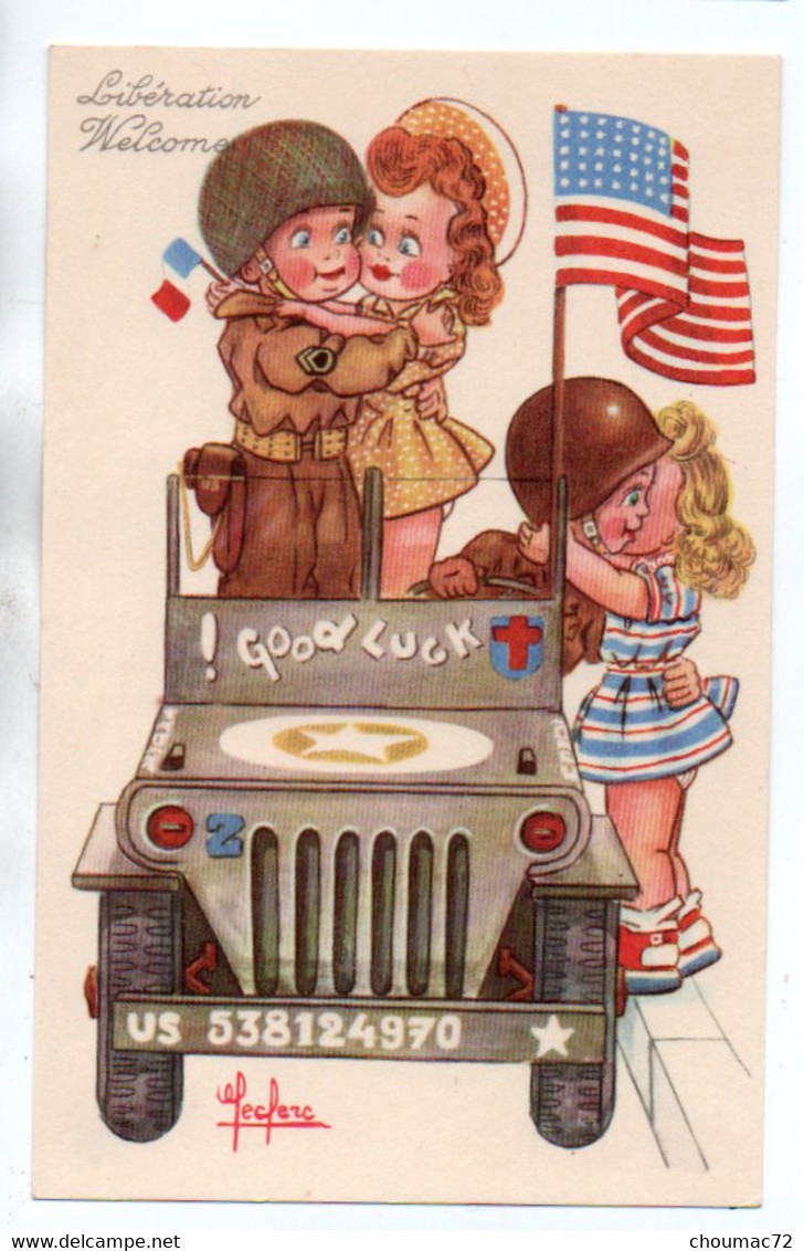 (Illustrateurs) 1249, Leclerc, SP, Guerre 39-45 Libération Humour Enfants Jeep - Leclerc