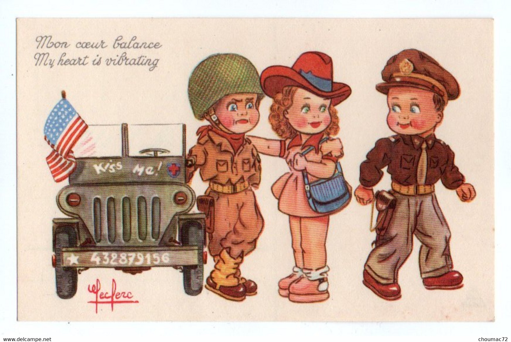 (Illustrateurs) 1251, Leclerc, SP, Guerre 39-45 Libération Humour Enfants Jeep - Leclerc