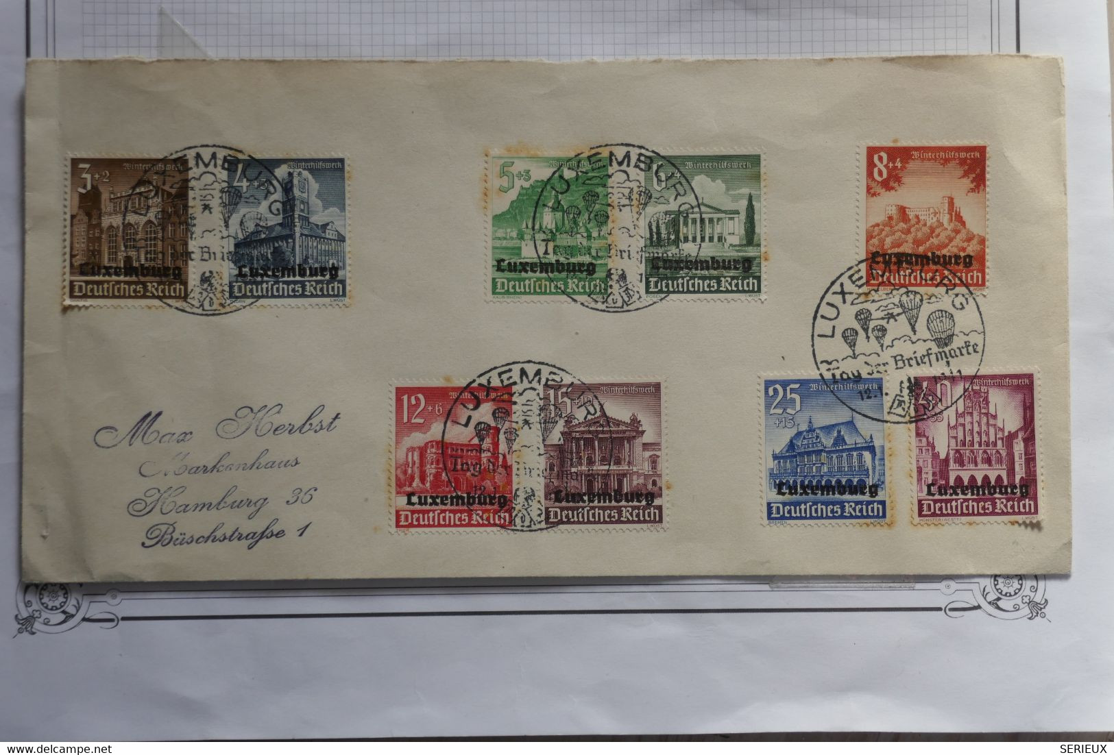 AT16 ALLEMAGNE OCC LUXEMBOURG BELLE  LETTRE 1939   POUR HAMBURG    ++A VOIR +AFFRANCH. PLAISANT - 1940-1944 Duitse Bezetting