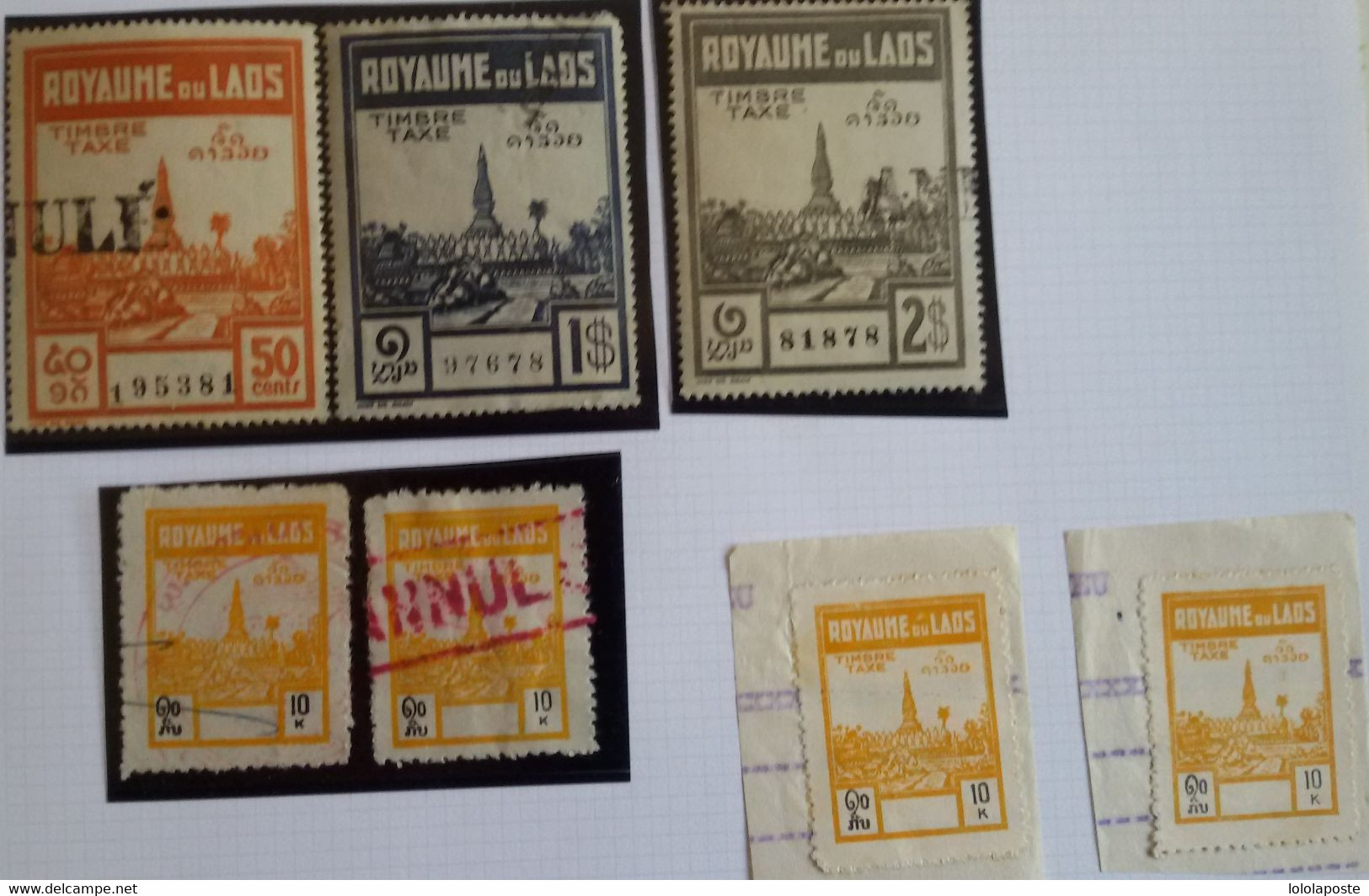 LAOS - FISCAL - FISCAUX - 7 Timbres - Laos