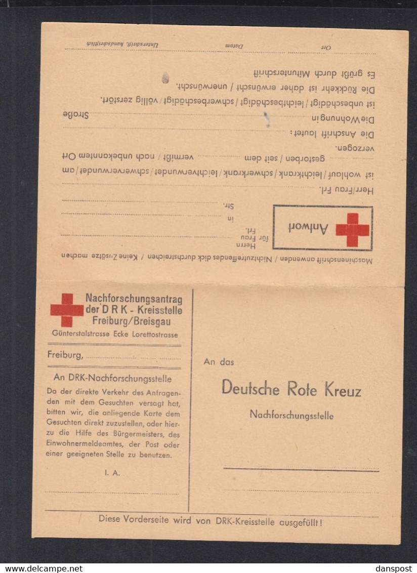 DRK-Nachforschungsantrag Freiburg - Briefe U. Dokumente