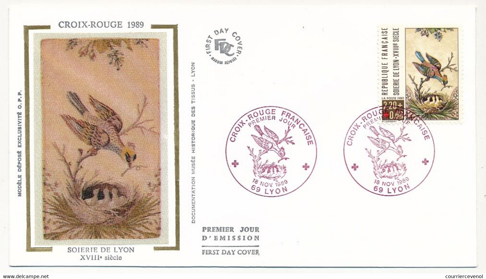 FRANCE - Env FDC Soie - Croix Rouge Française 1989 - Soirie De Lyon - 18 Nov 1989 - 1980-1989