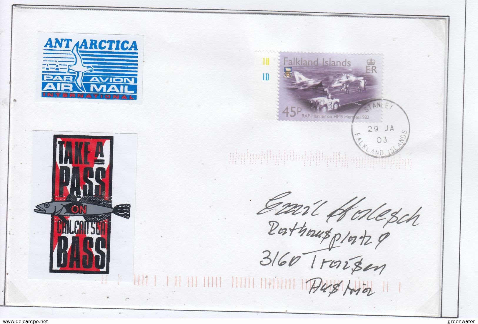 Falkland Islands 2003 Cover Ca Port Stanley 29 JA 03  (FL208A) - Falklandeilanden