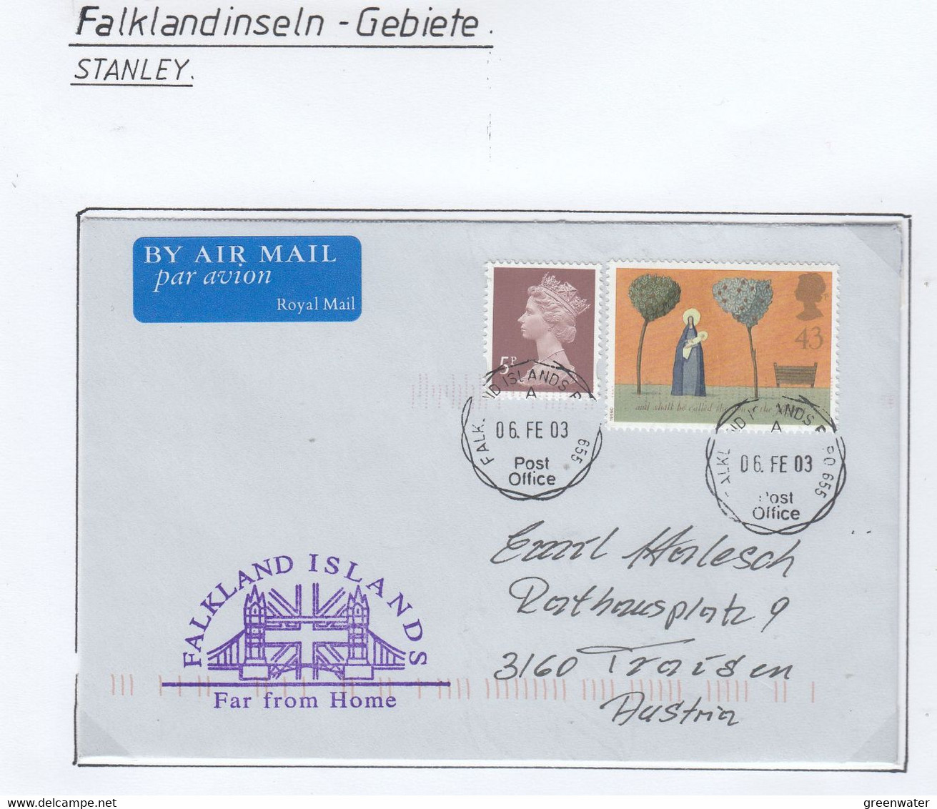 Falkland Islands 2003 Cover British Forces In The Falklands  Ca BFPO655  06 FE 03  (FL208B) - Falkland Islands