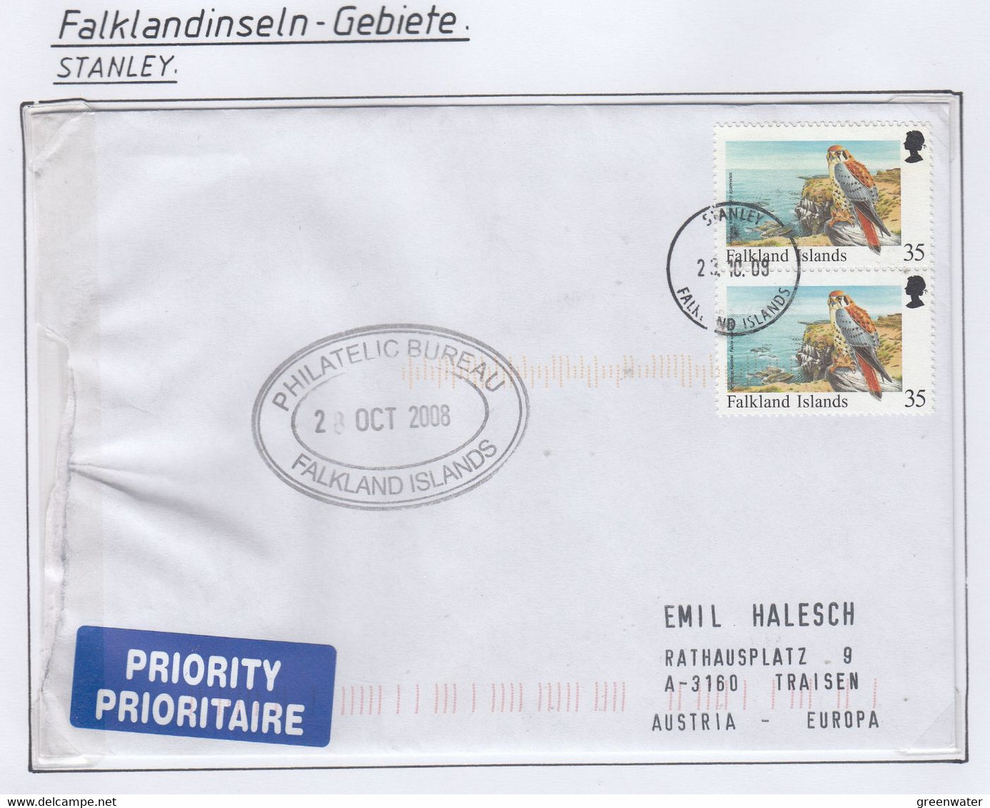 Falkland Islands 2009 Damaged Cover Ca Philatelic Bureau  Ca Stanley  23.10.09   (FL209) - Falklandeilanden