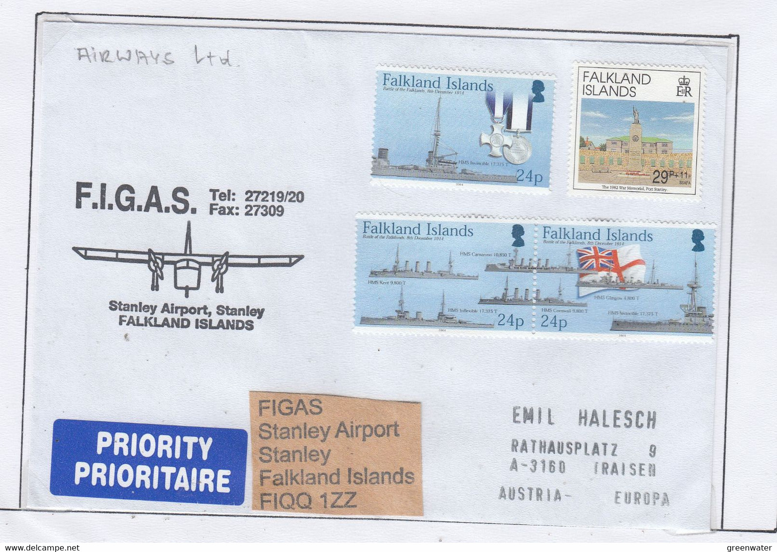 Falkland Islands 2010 Cover Ca FIGAS No Ca  (FL213C) - Falklandeilanden