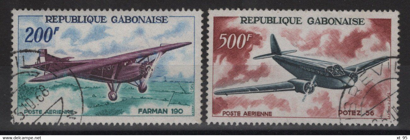 Gabon - PA N°52 + 54 - Aviation - Avions - Cote 6.75€ - Obliteres - Gabón (1960-...)