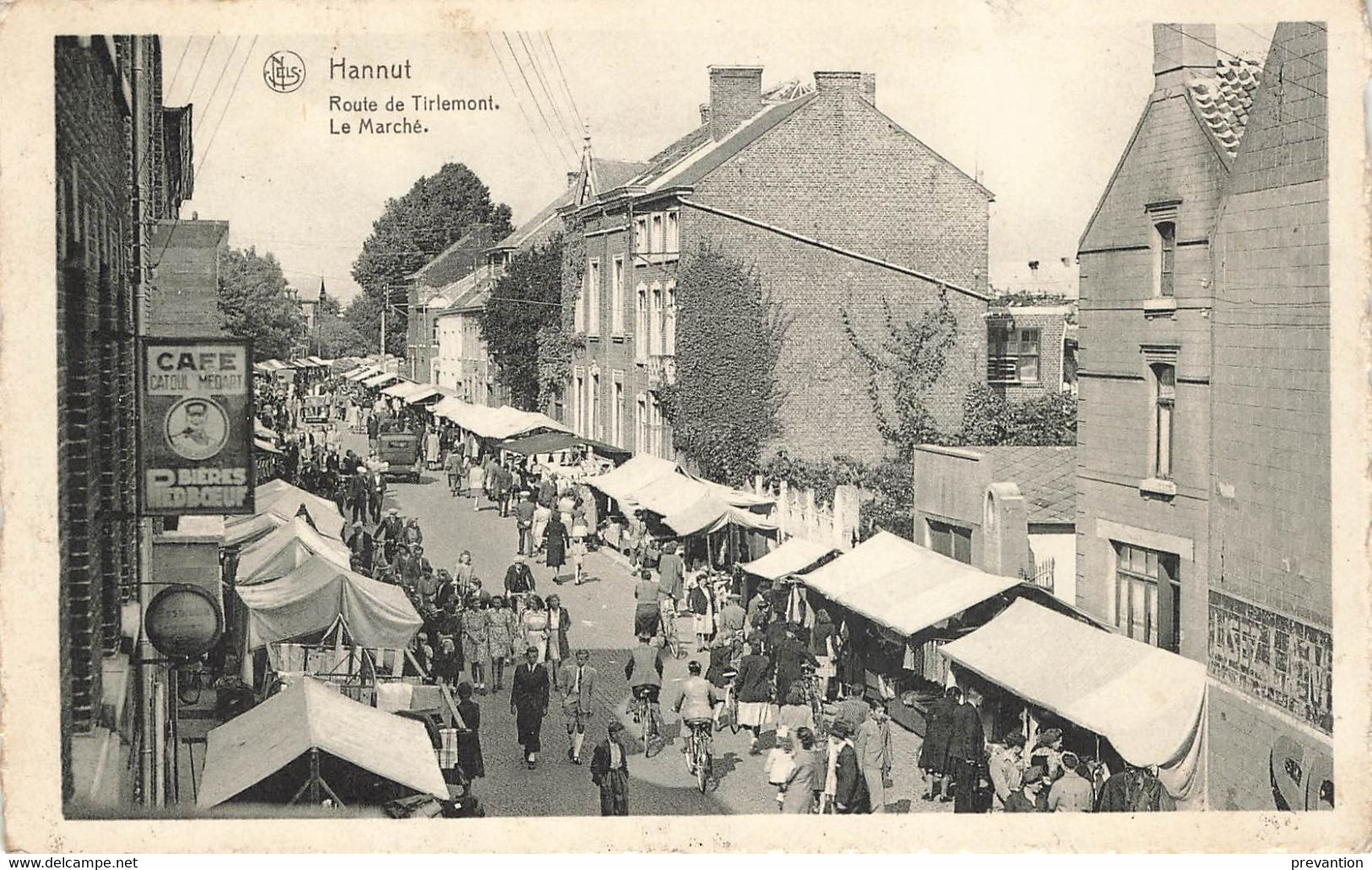 HANNUT - Route De Tirlemont - Le Marché - Carte Très Animée Et Circulé - Hannut