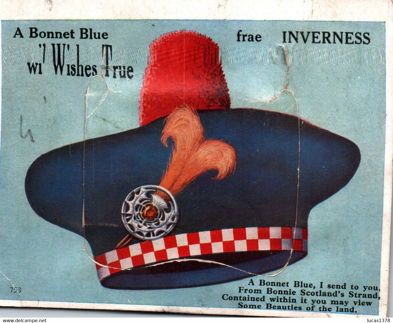 NOVELTY 12 IMAGE PULL-OUT: BLUE BONNET ~ WISHES TRUE, From INVERNESS-SHIRE, SCOTLAND - Inverness-shire