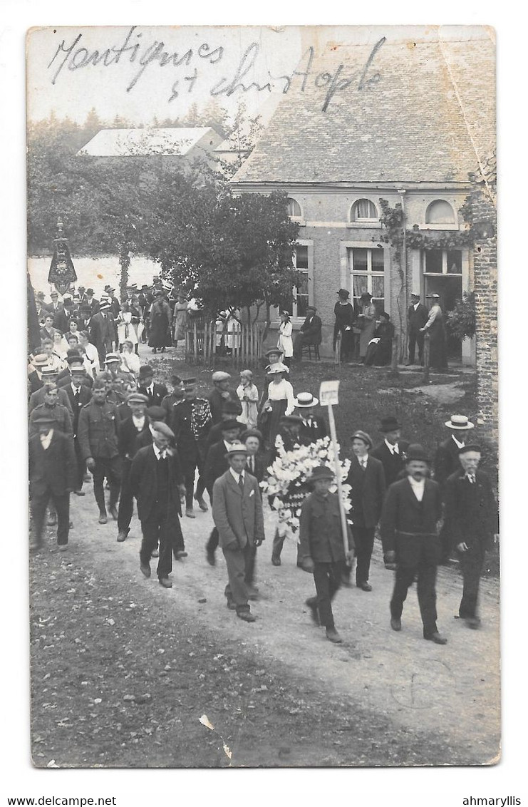 Montignies Saint St Christophe Carte Photo Défilé Fanfare Harmonie Union Harmonique - Erquelinnes