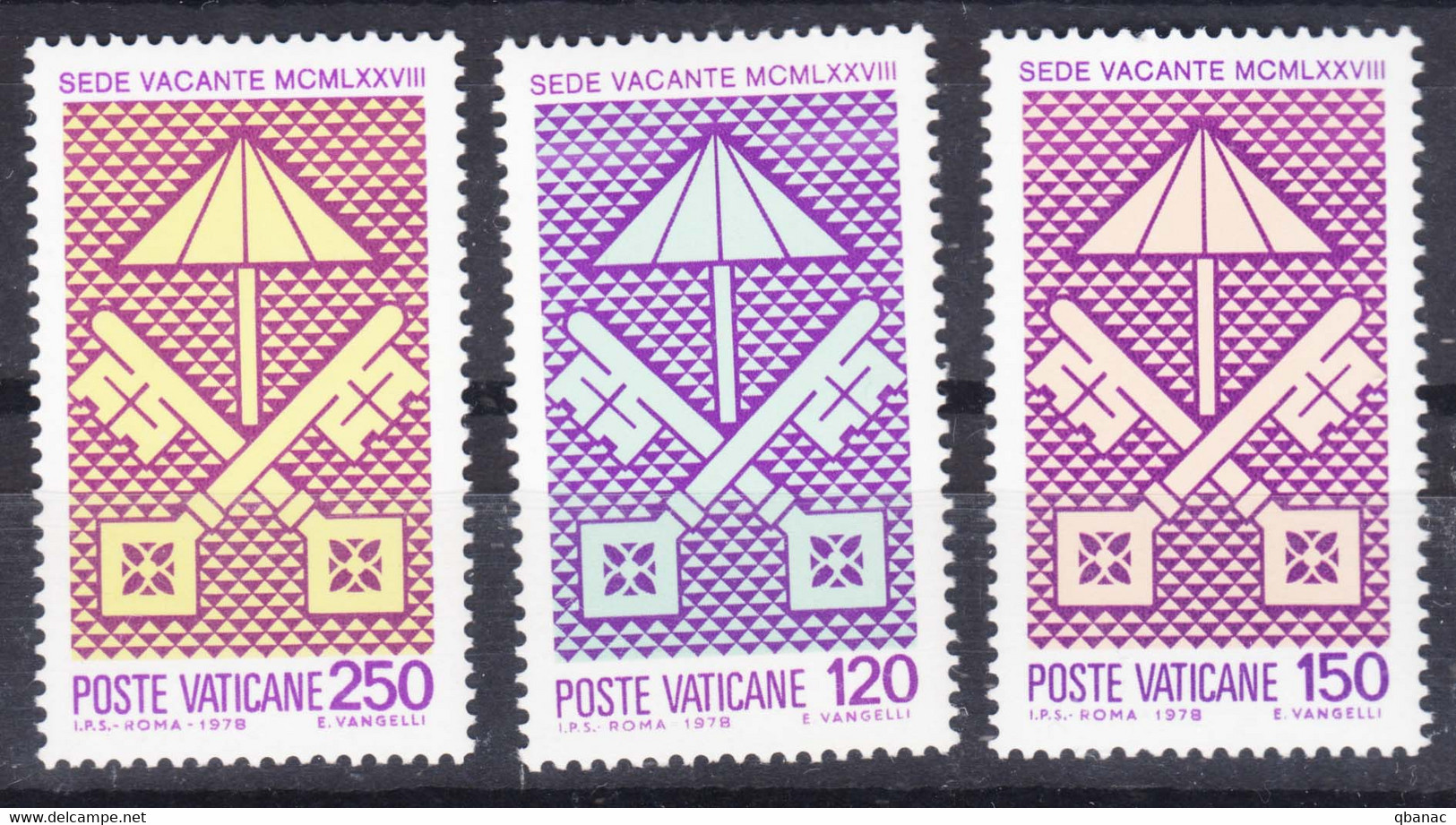 Vatican 1978 Mi#726-728 Mint Never Hinged - Neufs